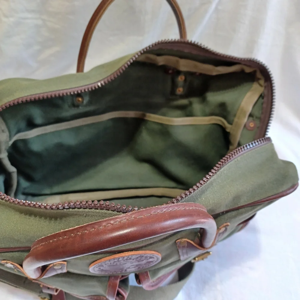 Duluth Pack Made in USA FREELANCE BRIEFACASE Green Canvas & Leather Travel Bag